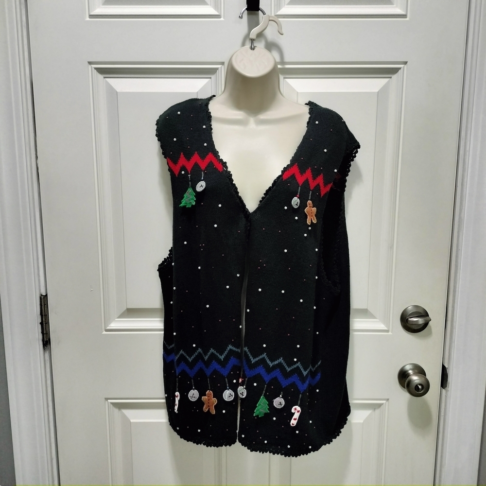 Celebration Wear Planet And Company Festive Black Cardigan with Holiday Accents